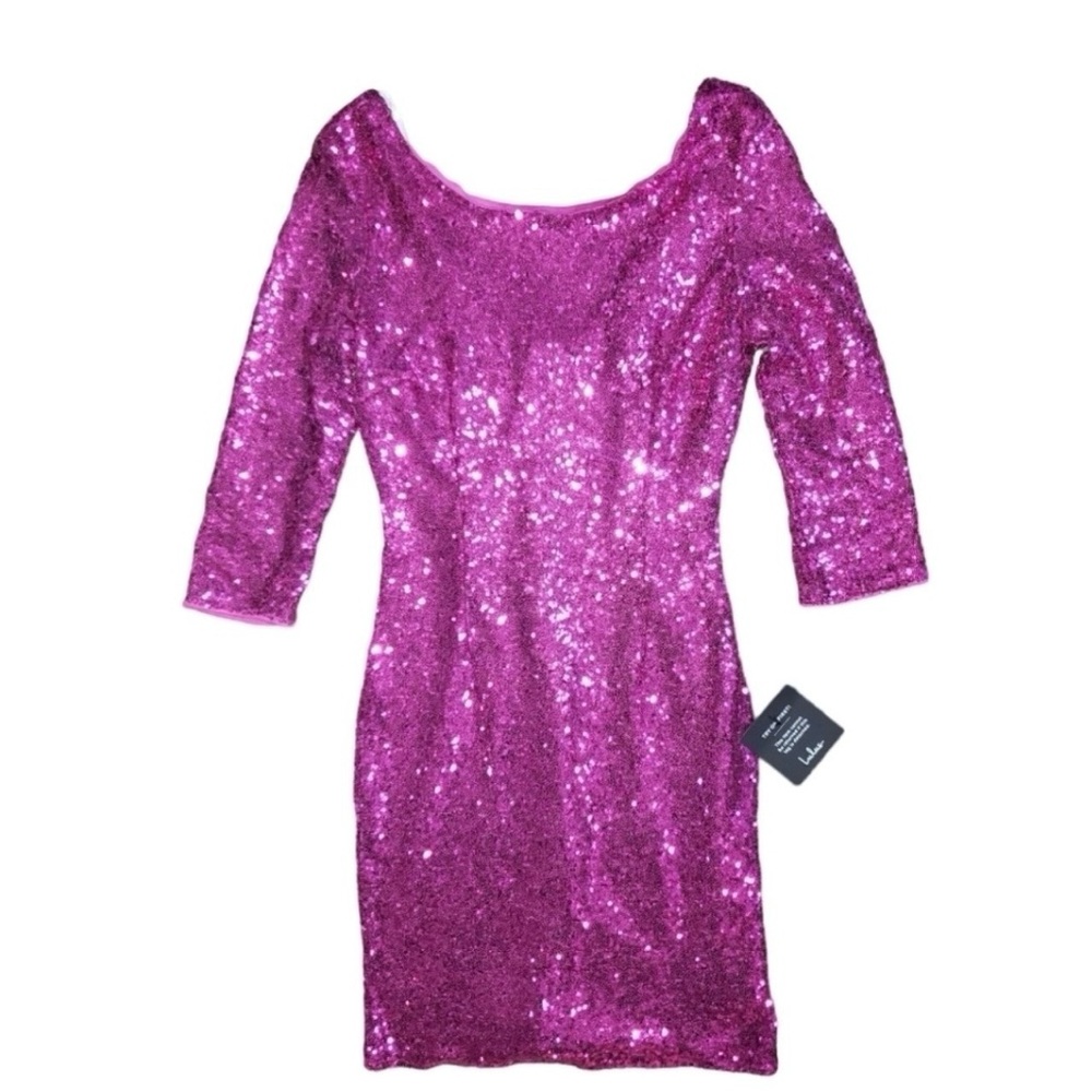 NWT Lulu's Delightful Ways Magenta Sequins Dress Size S - Homecoming-Formal-Prom - Picture 5 of 9